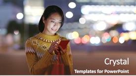  Presentation with mobile use - Slides having gift goes - woman go shopping and use background and a  colored foreground