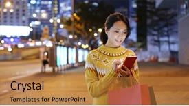  Presentation with mobile use - Colorful slides enhanced with paper reply - woman use of mobile phone backdrop and a gold colored foreground