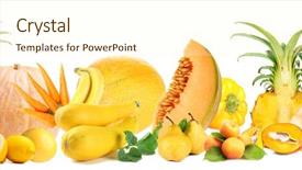  Presentation with fruits - Beautiful slide set featuring yellow orange - collection of fruits and vegetables backdrop and a cream colored foreground