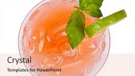  Presentation with fruit cocktail - Slides enhanced with yellow orange - fruit cocktail from top view background and a coral colored foreground