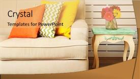  Presentation with yellow orange - Slide set having yellow orange - modern interior with comfortable sofa background and a yellow colored foreground