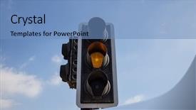  Presentation with light blue color - Audience pleasing PPT theme consisting of yellow orange color traffic light backdrop and a teal colored foreground