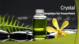  Presentation with fern - Presentation theme having yellow orchid with pebbles and massage oil fern on wet background background and a dark gray colored foreground