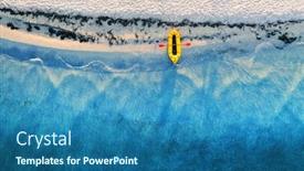  Presentation with waves red - Slide set enhanced with yellow-packraft-rubber-boat background and a ocean colored foreground