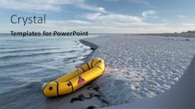  Presentation with rubber - Slides featuring yellow-packraft-rubber-boat background and a light blue colored foreground