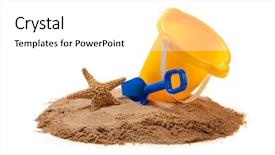  Presentation with starfish - Audience pleasing slide deck consisting of yellow pail blue shovel backdrop and a white colored foreground
