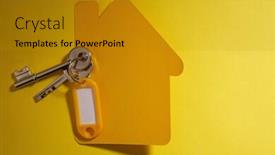  Presentation with house key - Cool new PPT theme with yellow-paper-house-and-key backdrop and a gold colored foreground