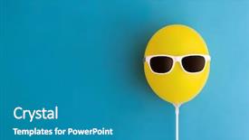  Presentation with balloon - Audience pleasing slides consisting of yellow party balloon with sunglasses backdrop and a teal colored foreground