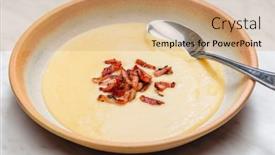 Presentation with peas - Slide set having yellow-peas-porridge-with-bacon background and a coral colored foreground