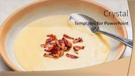  Presentation with peas - Presentation consisting of yellow-peas-porridge-with-bacon background and a  colored foreground