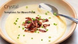  Presentation with peas - Slide deck with yellow-peas-porridge-with-bacon background and a coral colored foreground