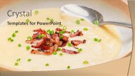  Presentation with peas - PPT theme enhanced with yellow-peas-porridge-with-bacon background and a lemonade colored foreground
