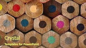  Presentation with crayon - Cool new presentation design with yellow pencil - extreme closeup of a crayon backdrop and a tawny brown colored foreground