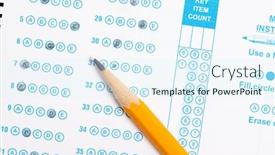  Presentation with test - PPT layouts consisting of yellow-pencil-on-a-computer background and a sky blue colored foreground