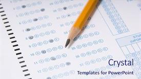  Presentation with examination - Slide deck featuring yellow pencil on a computer read examination or test background and a sky blue colored foreground