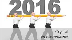  Presentation with happy new year - Slide set featuring yellow pencil with number 2016 background and a light gray colored foreground