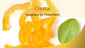  Presentation with leaves flat lay - Audience pleasing PPT theme consisting of yellow pepper slices with basil leaves isolated on white background cutout top view flat lay backdrop and a yellow colored foreground