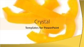  Presentation with leaves flat lay - Colorful presentation design enhanced with yellow pepper slices with basil leaves isolated on white background cutout top view flat lay backdrop and a yellow colored foreground