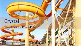  Presentation with slides - Colorful PPT theme enhanced with yellow pipe - water park slides backdrop and a yellow colored foreground