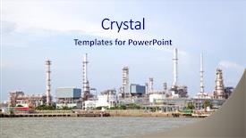  Presentation with oil refinery - Audience pleasing slide set consisting of yellow pipeline - landscape of oil refinery plant backdrop and a sky blue colored foreground