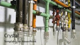  Presentation with lubricant - Slides having yellow pipeline - oil pipes and valves background and a light gray colored foreground