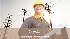  Presentation with oil pipeline - PPT theme having yellow pipeline - old chinese man engineer background and a coral colored foreground