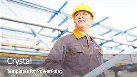  Presentation with oil refinery - PPT layouts with yellow pipeline - old chinese man engineer background and a gray colored foreground