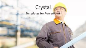  Presentation with oil refinery - Audience pleasing slide deck consisting of yellow pipeline - old chinese man engineer backdrop and a  colored foreground