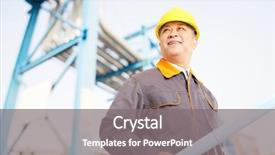  Presentation with oil pipeline - Slide deck consisting of yellow pipeline - old chinese man engineer background and a gray colored foreground