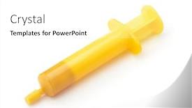 Presentation with syringe - Cool new slide set with yellow-plastic-insecticide-gel-syringe backdrop and a white colored foreground