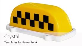  Presentation with taxi - Cool new presentation theme with yellow plastic taxi roof top signs isolated on white backdrop and a white colored foreground