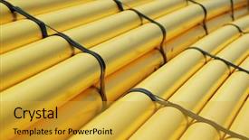  Presentation with bound - Slides consisting of yellow plastic tubes bound together background and a gold colored foreground