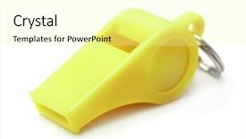  Presentation with whistle - Slide set consisting of yellow plastic whistle isolated background and a blonde colored foreground