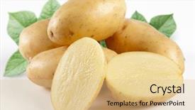  Presentation with potato - Presentation design consisting of yellow potatoes with leaves background and a lemonade colored foreground