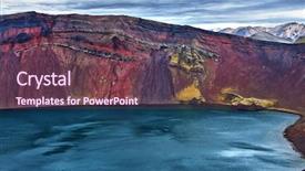  Presentation with earthquake and volcano - Audience pleasing presentation theme consisting of yellow purple - detail of the ljotipollur lake backdrop and a tawny brown colored foreground