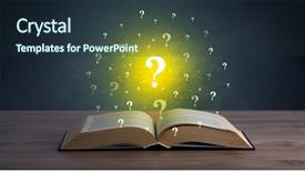  Presentation with question marks - Presentation with yellow question marks hovering background and a tawny brown colored foreground