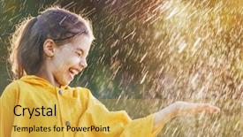  Presentation with rainfall - PPT theme having yellow raincoat and enjoying rainfall background and a  colored foreground