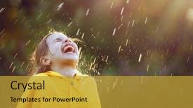  Presentation with rainfall - Slide set featuring yellow raincoat and enjoying rainfall background and a gold colored foreground