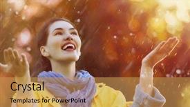  Presentation with rainfall - Cool new theme with yellow raincoat and enjoying rainfall backdrop and a yellow colored foreground