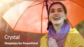  Presentation with rainfall - Colorful presentation theme enhanced with yellow raincoat and enjoying rainfall backdrop and a tawny brown colored foreground