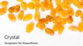  Presentation with fruits - Slide deck enhanced with yellow-raisins-sultana-dried-fruits background and a white colored foreground