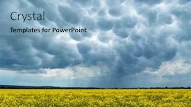  Presentation with climate change - Slide set consisting of yellow-rape-field-on-stormy background and a light blue colored foreground