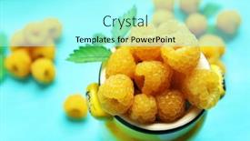 Presentation with turquoise - Presentation design featuring yellow-raspberries-on-turquoise-table background and a arctic colored foreground