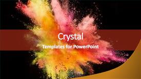  Presentation with explosion of colored powder - Slide deck featuring yellow red - colored powder explosion on black background and a crimson colored foreground