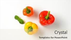  Presentation with hotels bell - Slide set featuring yellow red - three colorful bell peppers background and a lemonade colored foreground