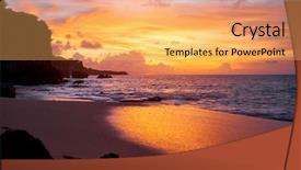  Presentation with dawn - Colorful slide deck enhanced with yellow red abstract - colorful dawn over the sea backdrop and a yellow colored foreground