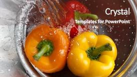  Presentation with stainless steel - Amazing presentation theme having washing vegetables - yellow red and orange bell backdrop and a tawny brown colored foreground