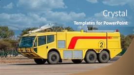  Presentation with fire truck - Audience pleasing presentation design consisting of yellow-rescue-fire-truck backdrop and a teal colored foreground