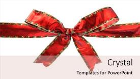  Presentation with bow and arrows for archery - Colorful PPT theme enhanced with yellow ribbon - shiny red bow backdrop and a  colored foreground