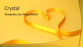  Presentation with heart shape from natural tree - Slides with yellow ribbon in a heart background and a light gray colored foreground